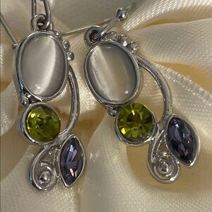 Elegant Silver and Gemstone Dangle Earrings